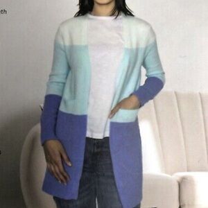 NWT Serra Women’s Mid-length Long Sleeve Duster Open Cardigan Blue Sweat…